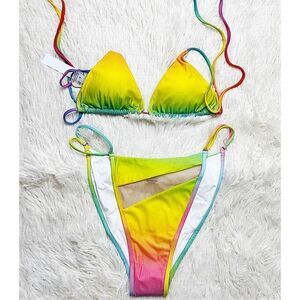 Monica Hansen Rainbow String Bikini 2 Piece NWT Size Small